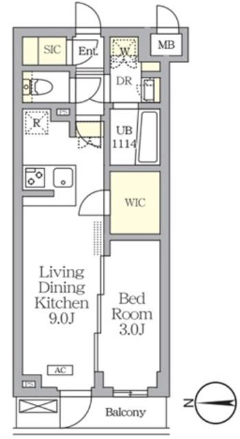 アジールコート都立大学(1LDK/2階)の間取り写真