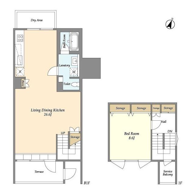 HYGGE(1LDK/B1階)の間取り写真