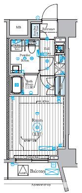 リライア東京墨田(1K/3階)の間取り写真