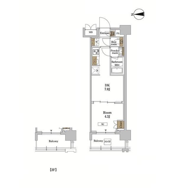 RJRプレシア蒲田(1DK/5階)の間取り写真