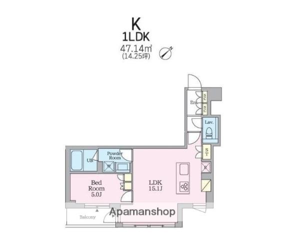 クレストコート旗の台(1LDK/2階)の間取り写真