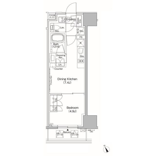 ザ・パークハビオ日本橋茅場町(1DK/9階)の間取り写真