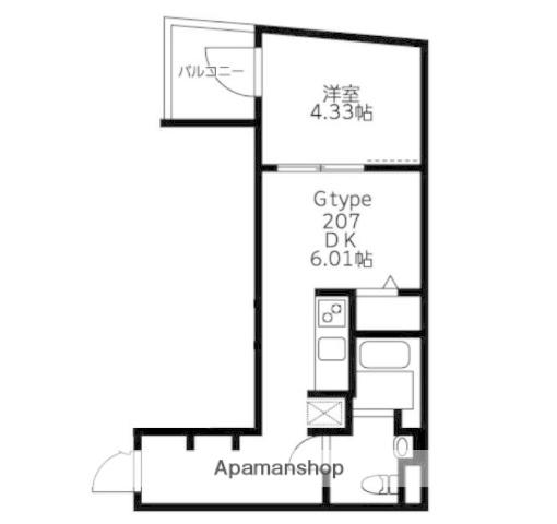 U RESIDENCE武蔵小山(1DK/1階)の間取り写真