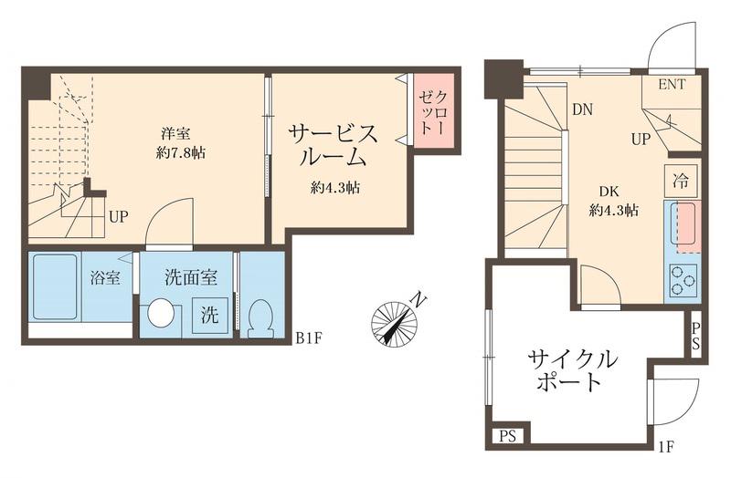 スフィア日本橋富沢町(1SDK/1階)の間取り写真