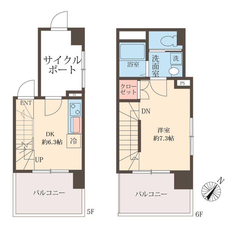 スフィア日本橋富沢町(1DK/5階)の間取り写真