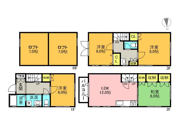 東京都三田線 白金台駅 徒歩13分 3階建 築31年(4SLDK)の間取り写真