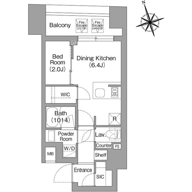 コンフォリア・リヴ八丁堀(1DK/3階)の間取り写真
