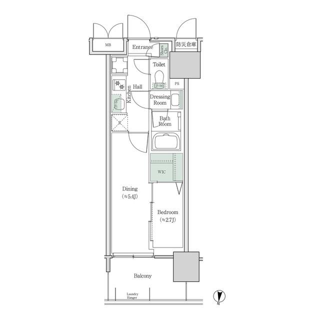 ブルックサイドレジデンス木場(2K/4階)の間取り写真