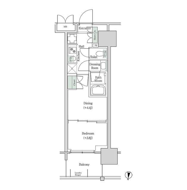 ブルックサイドレジデンス木場(2K/4階)の間取り写真