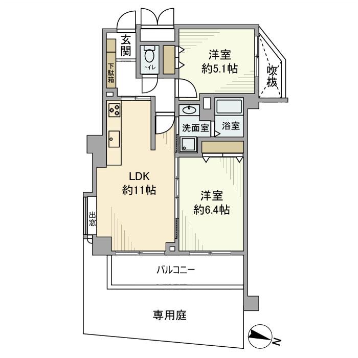 馬込エクセレントハウス(2LDK/1階)の間取り写真
