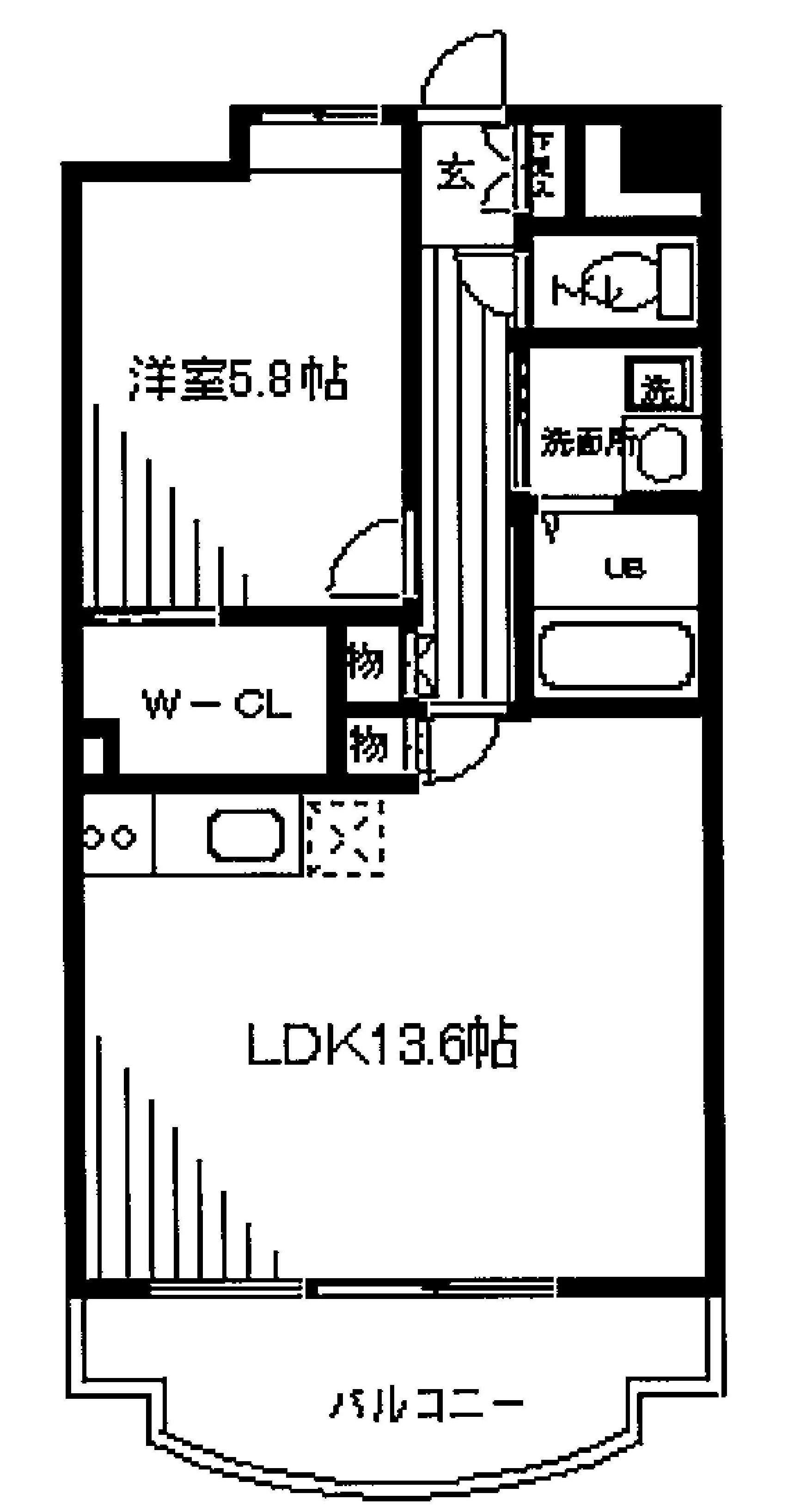 アジュール溝口(1LDK/1階)の間取り写真
