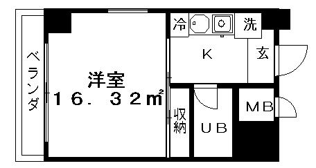 ロイヤルコート大岡山(1K/1階)の間取り写真