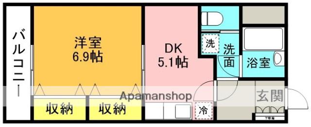 フジビュー矢向(1DK/4階)の間取り写真