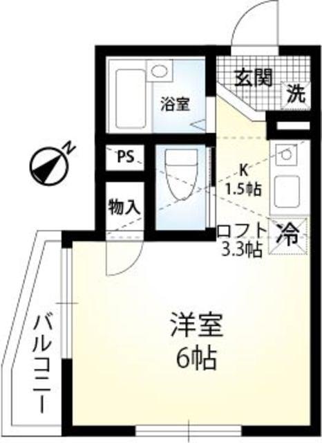 ロイヤルハイツ鶴見(1K/2階)の間取り写真