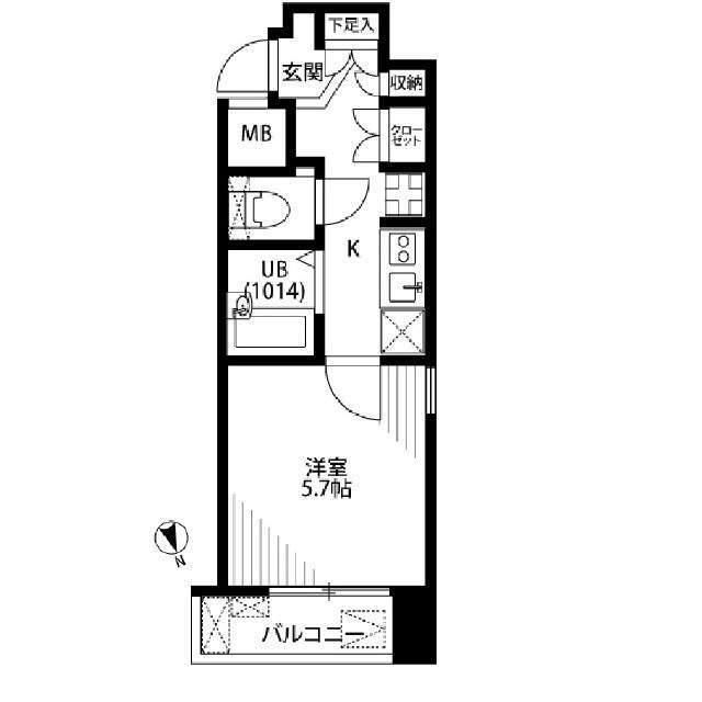 プレール・ドゥーク東京ベイ(1K/5階)の間取り写真