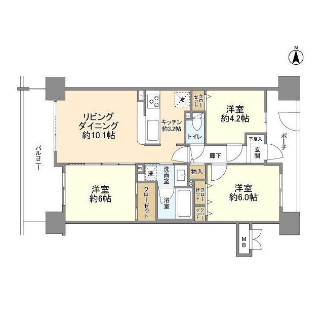 ブラウトリエ(3LDK/3階)の間取り写真