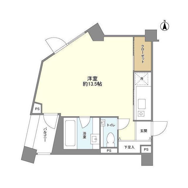 トゥールブランシュ麻布(ワンルーム/3階)の間取り写真