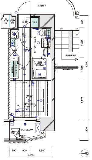 メインステージ川崎クロシア2(1K/2階)の間取り写真