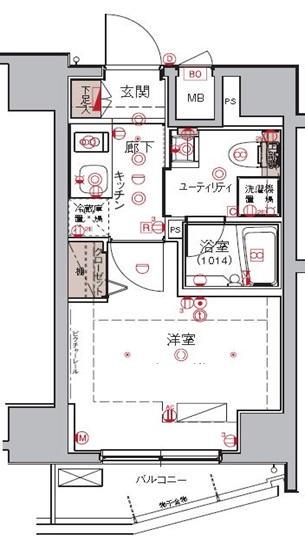 ハーモニーレジデンス大森ウエスト(1K/2階)の間取り写真