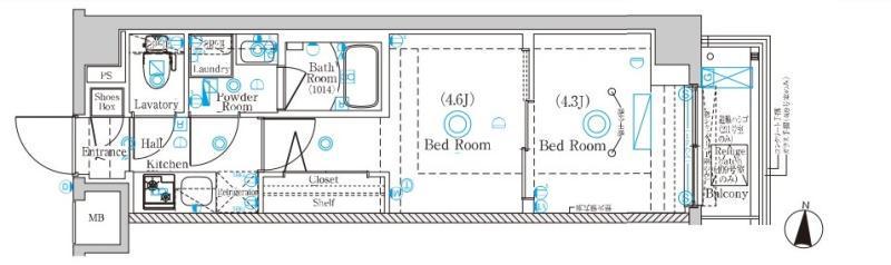 ラフィスタ蒲田南Ⅱ(2K/4階)の間取り写真