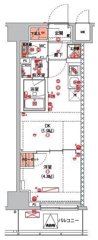 ハーモニーレジデンス新宿早稲田ザ・ガーデン 5階階 間取り