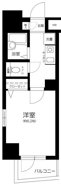 リクレイシア西麻布1(1K/12階)の間取り写真