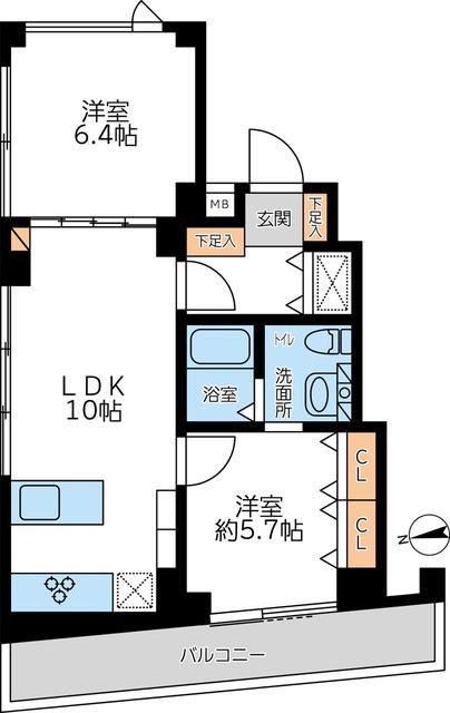 グランカーサ馬込Ⅰ(2LDK/6階)の間取り写真