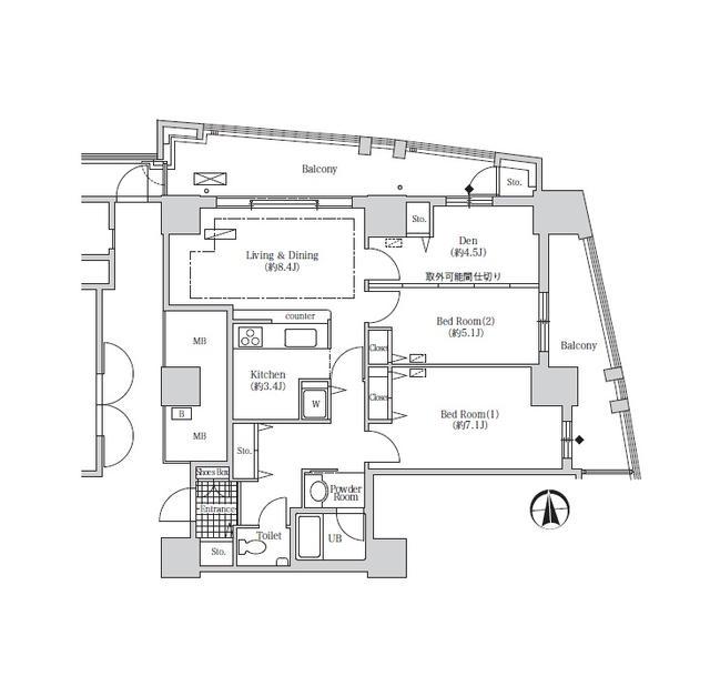 アクティ汐留(2SLDK/6階)の間取り写真