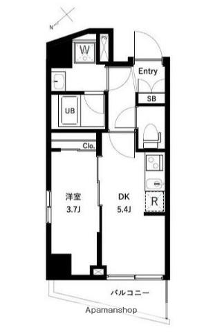 アーバンパーク東六郷Ⅱ(1DK/3階)の間取り写真