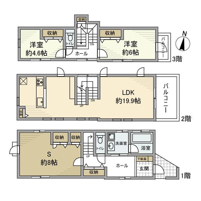 東急東横線 中目黒駅 徒歩8分 3階建 築17年(2SLDK)の間取り写真