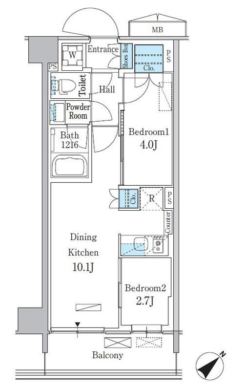 パークアクシス品川南大井パークフロント(2LDK/1階)の間取り写真
