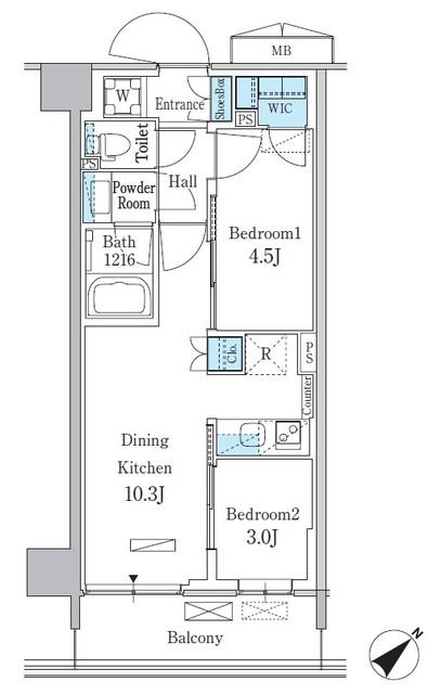 パークアクシス品川南大井パークフロント(2LDK/1階)の間取り写真