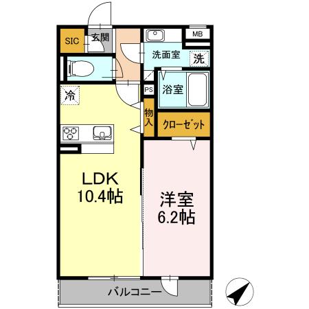 コンティニュエ(1LDK/3階)の間取り写真