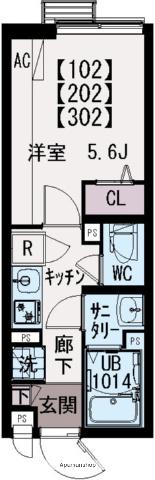 IXIO MS HOUSE(1K/1階)の間取り写真