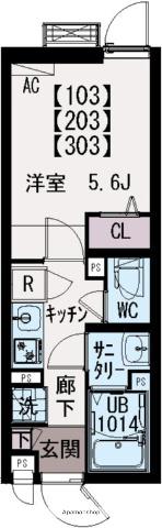 IXIO MS HOUSE(1K/1階)の間取り写真