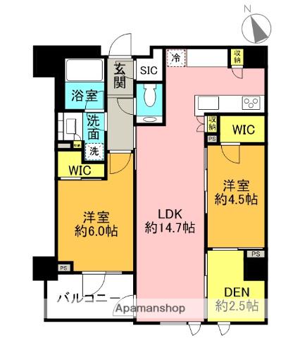 サンウッド大森山王三丁目(2SLDK/5階)の間取り写真