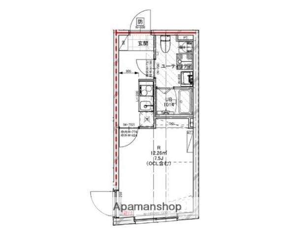クレドコート品川中延(1K/3階)の間取り写真