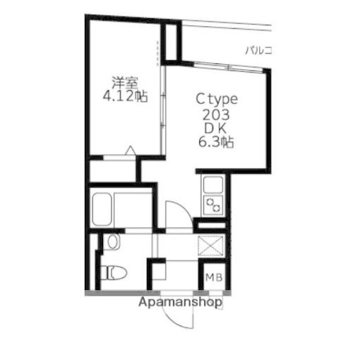 U RESIDENCE武蔵小山(1DK/B1階)の間取り写真
