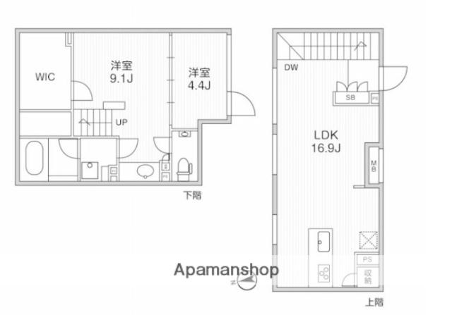 GRAN DUO TOMIGAYA3(2LDK/2階)の間取り写真