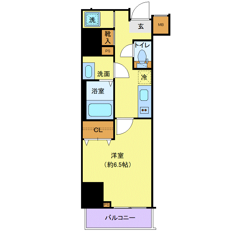 ジェノヴィア錦糸町スカイガーデン(1K/3階)の間取り写真