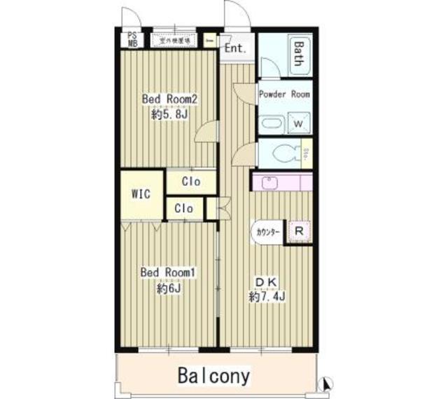 サンヴィラージュ三鷹(2DK/2階)の間取り写真