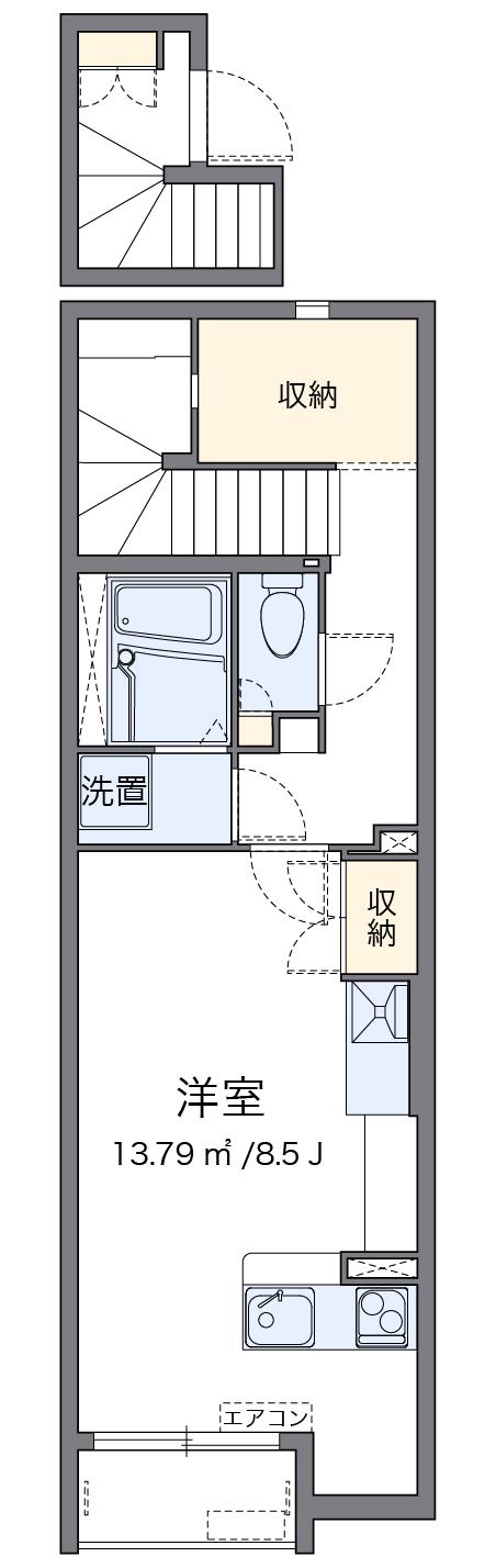 ミランダJ ヴィレッタ Ⅱ(ワンルーム/2階)の間取り写真