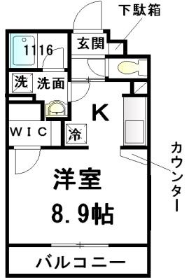 アバンサール(1K/2階)の間取り写真