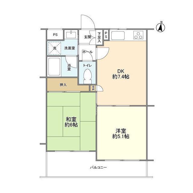 エクレール多摩永山(2DK/4階)の間取り写真
