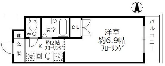ファインクレスト富士見ヶ丘(1K/1階)の間取り写真