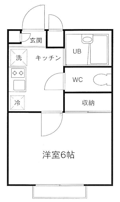 メインシティガーデン シャルマン(1K/1階)の間取り写真