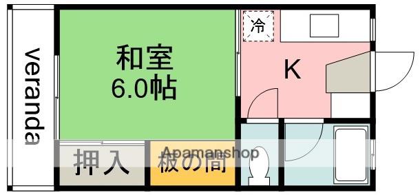 コーポ古川(1K/2階)の間取り写真
