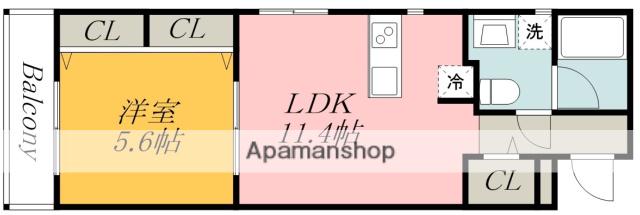 ラ・フェリチタ(1LDK/3階)の間取り写真