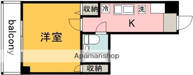メゾンモンフレール(1K/3階)の間取り写真