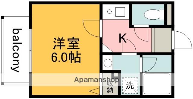 南武線 西府駅 徒歩8分 3階建 築24年(1K/2階)の間取り写真